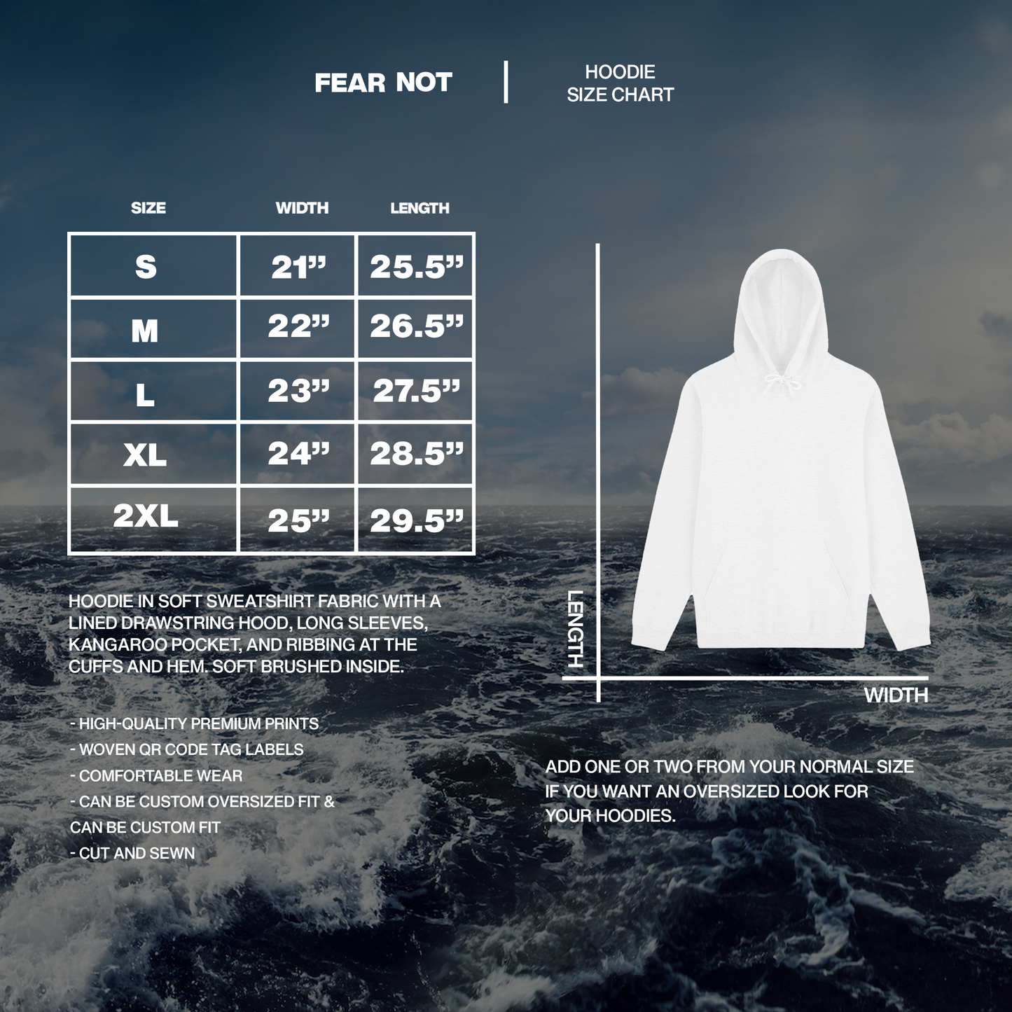 FEAR NOT “Be Still & Know” — Premium Hoodie (WHITE)